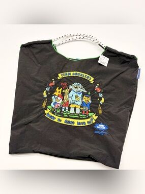 Authentic Ball & Chain Black Cartoon Nylon Tote Shoulder Bag Large Japan NWT